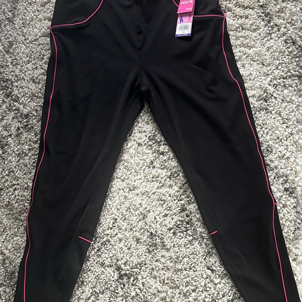 Pop Women's Black Leggings with Pink Accents